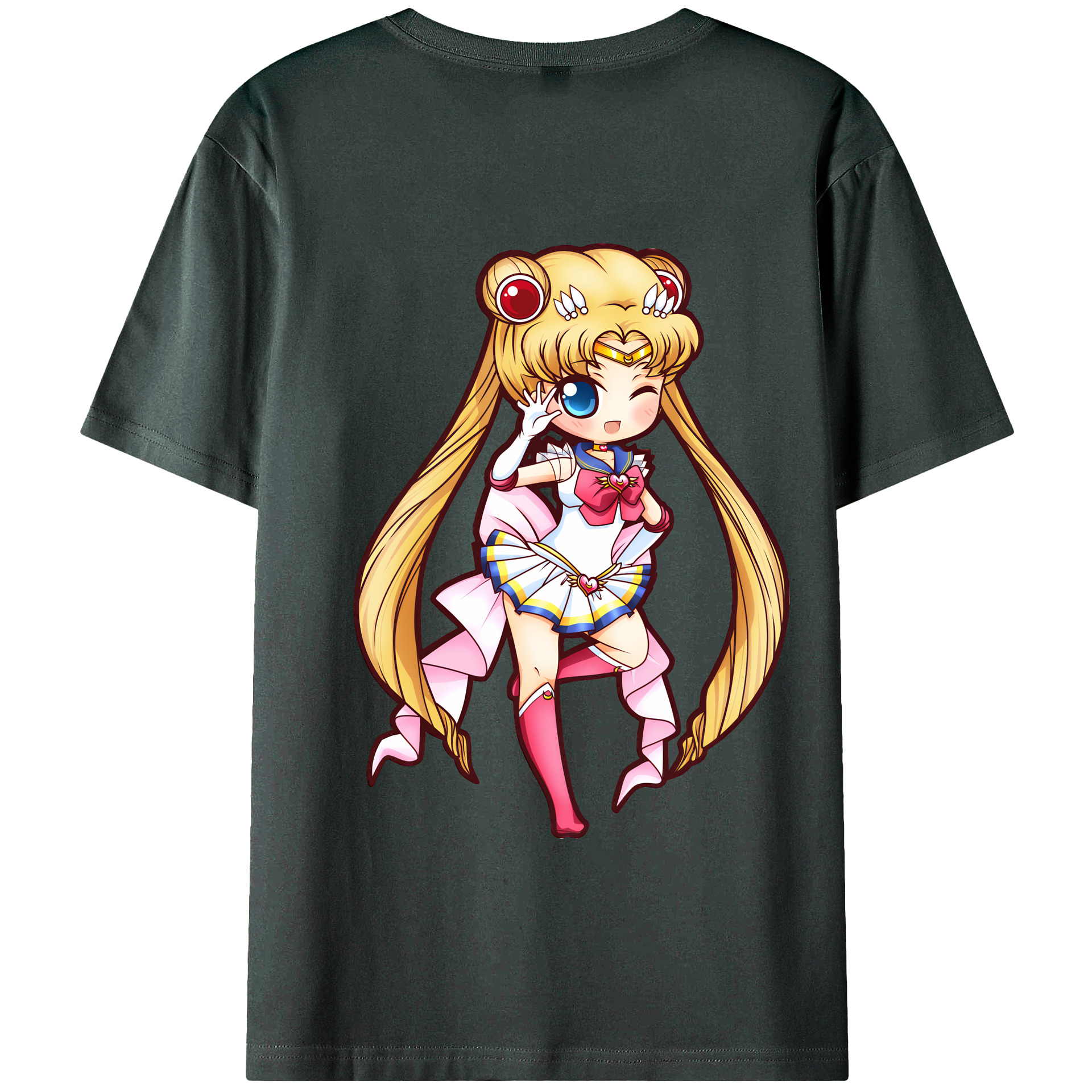（画像用） 美少女戦士セーラームーン 月野 うさぎ つきの うさぎ Sailor Moon Tsukino Usagi 綿100％ メンズ半袖Tシャツ（バックプリント） 通気性